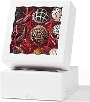 Vista 1 de RomanticBaking 20 piezas cajas de panadería elegantes de 6 x 6 x 2.5 pulgadas con ventana, ideales para galletas, fresas cubiertas de chocolate
