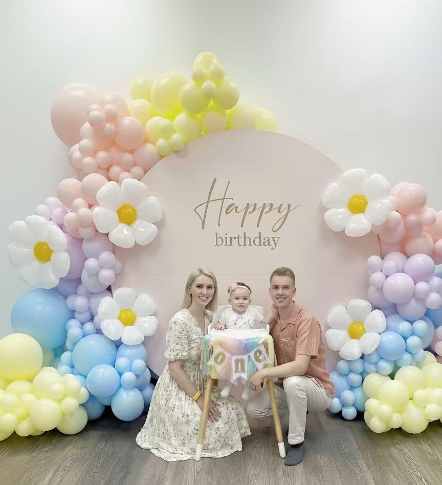 Image of Daisy Pastel Balloon Garland Kit 171Pcs Pastel Macaron Balloon Arch Kit with Daisy Flower Balloons for Birthday Baby Shower Boho Mothers Day Spring Daisy Floral Theme Party Decorations