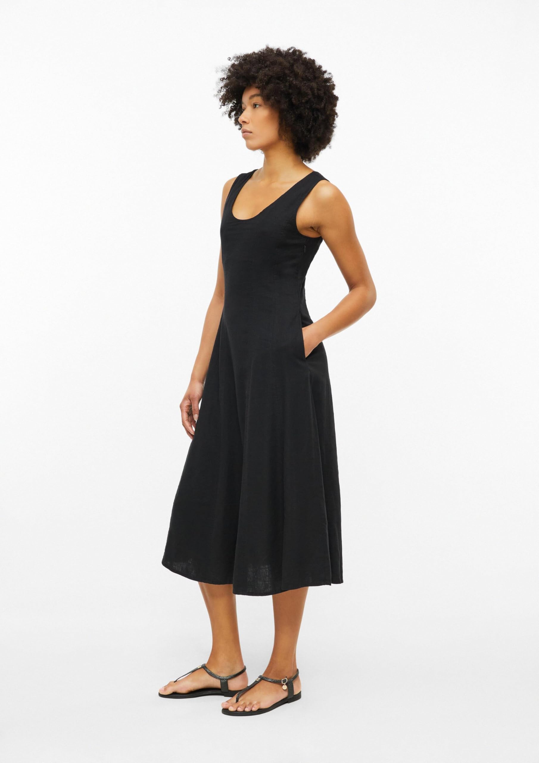 s.Oliver Damen 2179242 Midi Kleid aus Leinenmix (1er Pack)