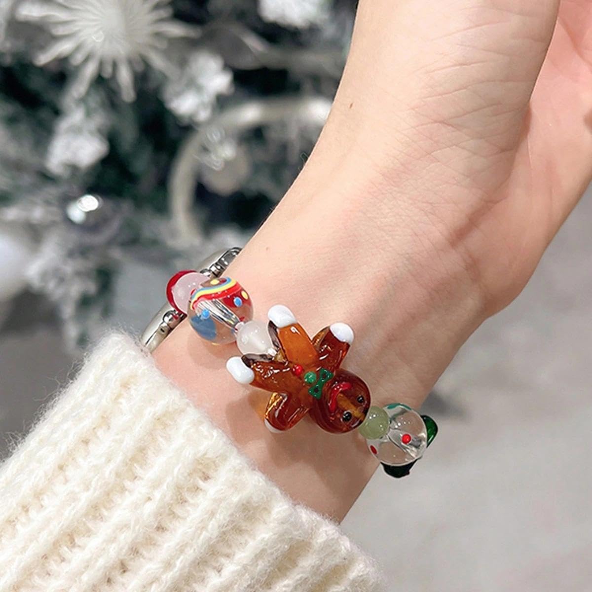 1pc Christmas Bracelet Apple Tree Gingerbread Man Bracelet Cartoon Holiday Gift Jewelry Suitable For Holiday Parties