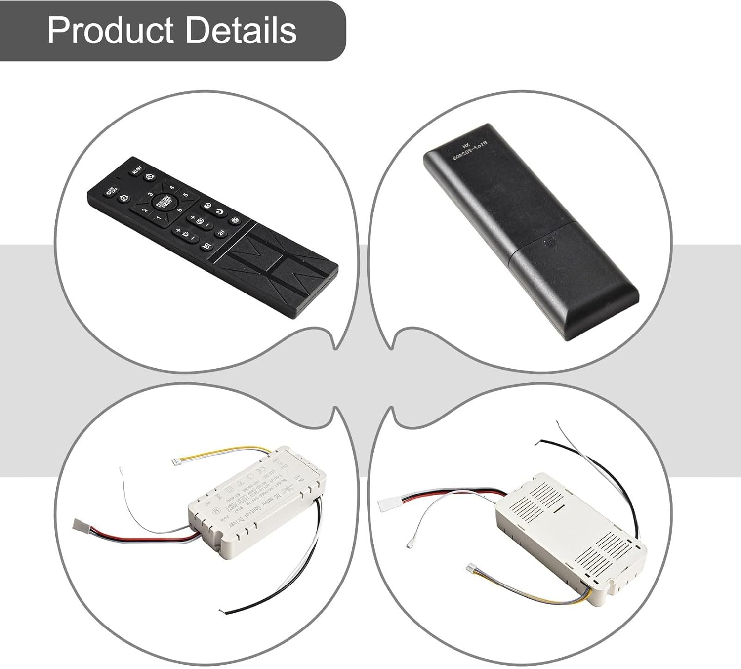 Ceiling Fan Light Remote Control Kit Remote Control with 6-Speed Adjustable for Ceiling Fan Light with Dimming Function Remote Control Replacement for 110V-265V