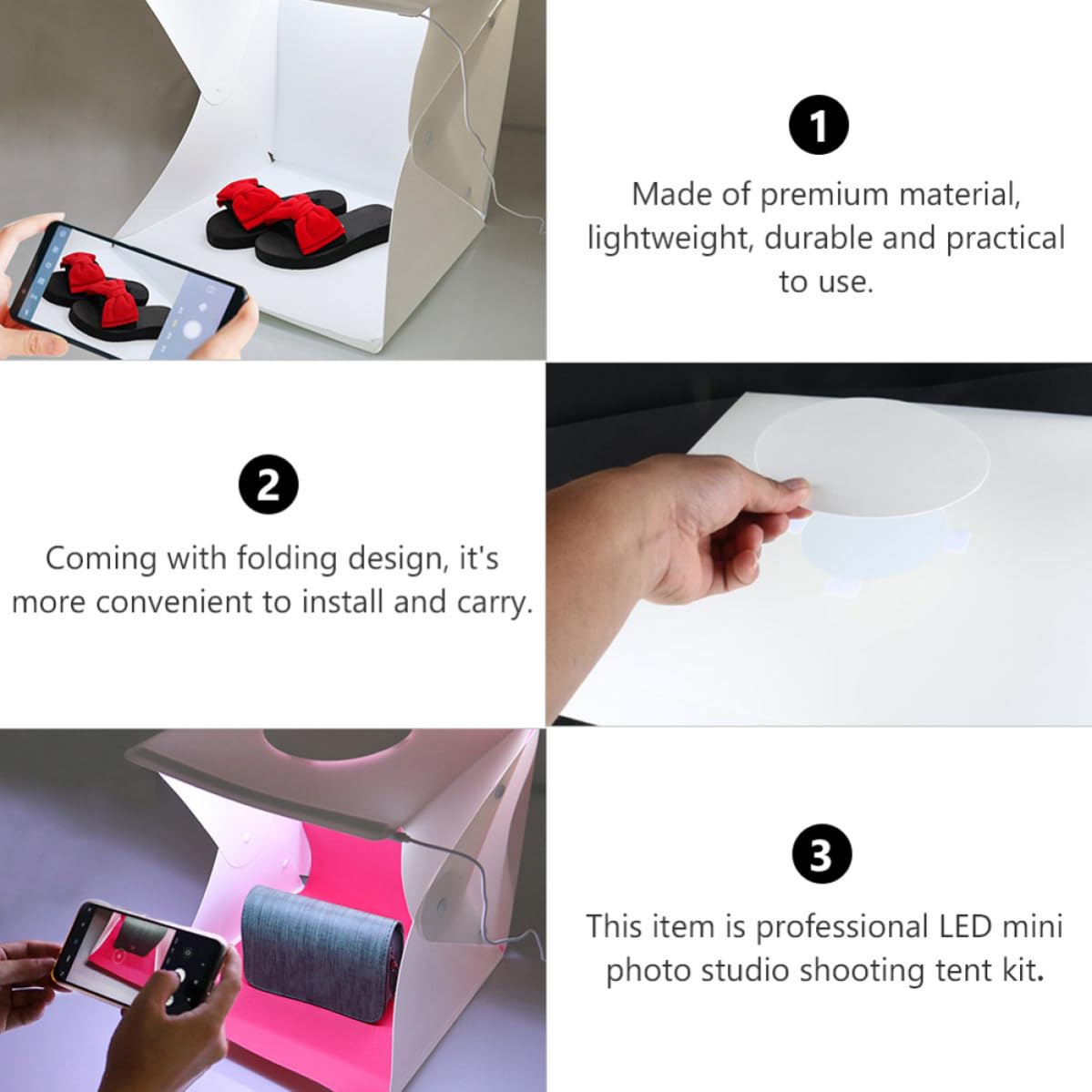Caja de Luz LED Plegable de 40cm para Fotografía de Productos