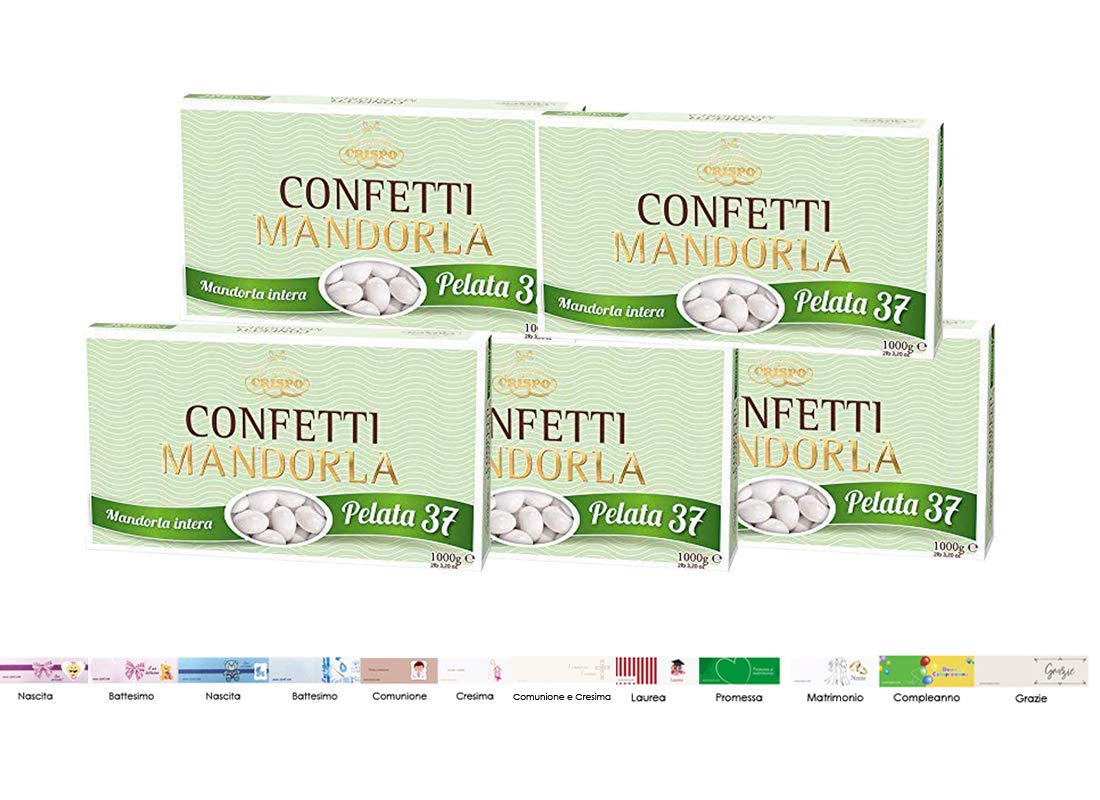 CONFETTI CRISPO BIANCHI ALLA MANDORLA GRAN LUSSO PELATA 5 KG + 100 BIGLIETTINI