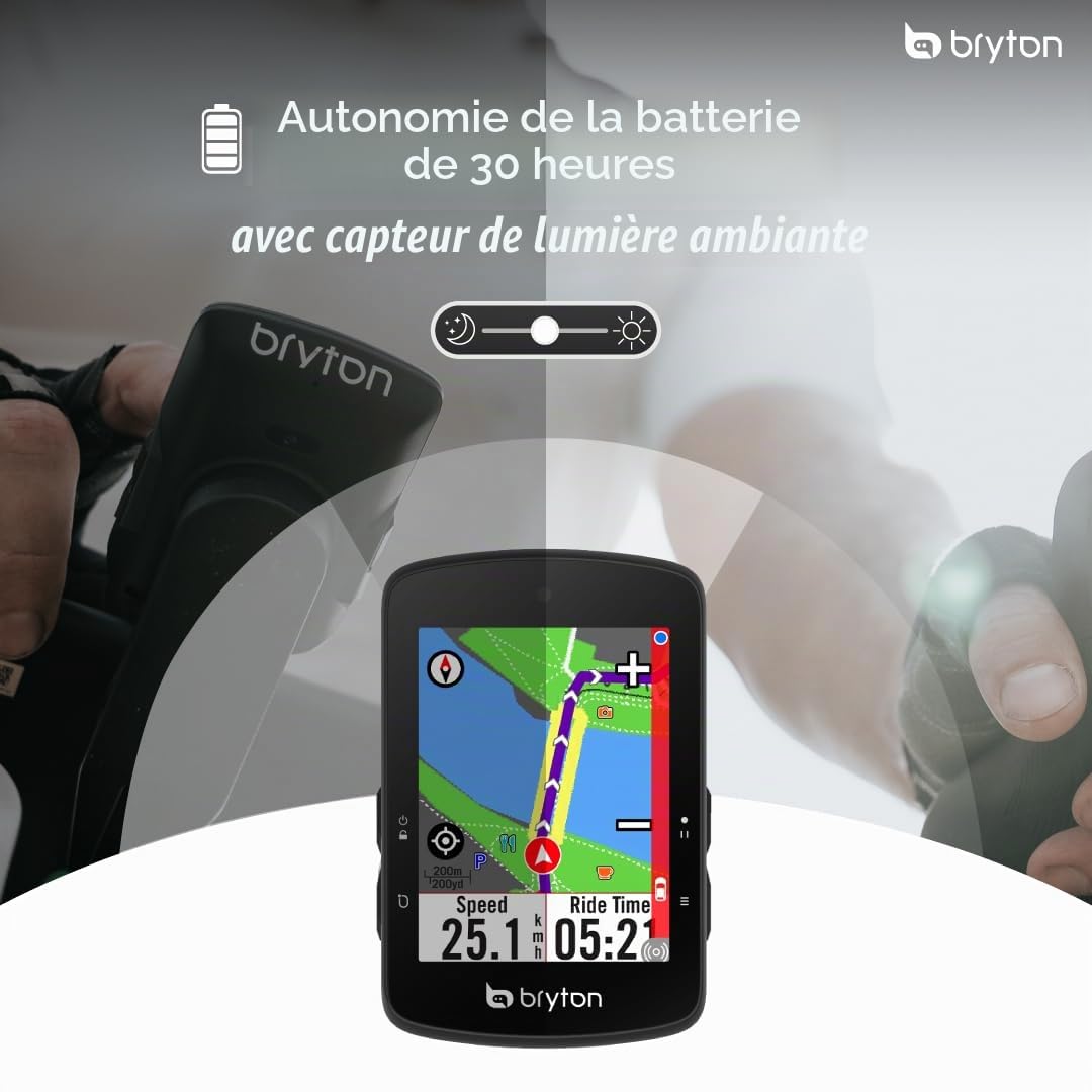 Bryton Rider S510 Ordinateur de vélo avec écran Tactile LCD Couleur 7,1 cm Carte des États-Unis Hors Ligne Compatible avec Radar de vélo, Batterie Longue durée de Vie de 30 Heures, étanche