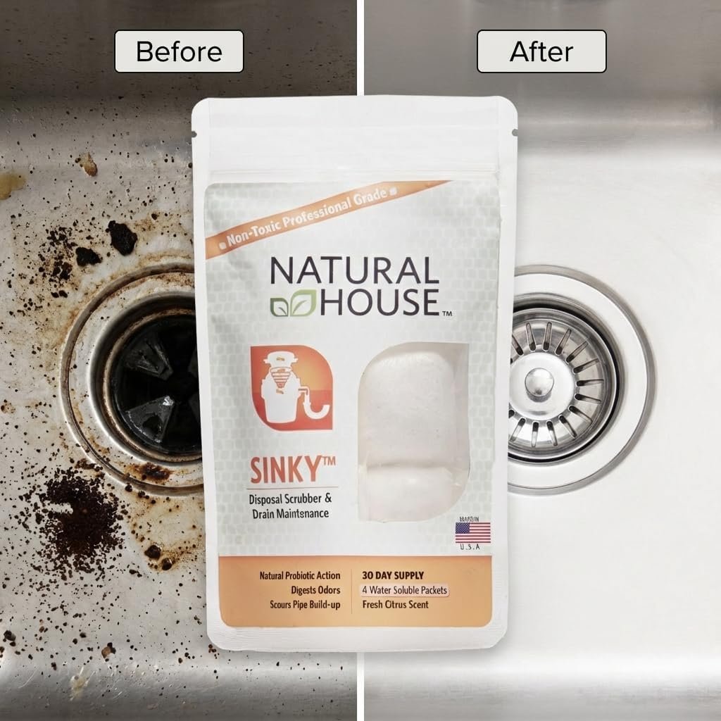 Natural House Sinky - Probiotic Garbage Disposal & Drain Cleaner Pods - Breaks Down Grease - Citrus Scent - Septic Safe - 120 Count