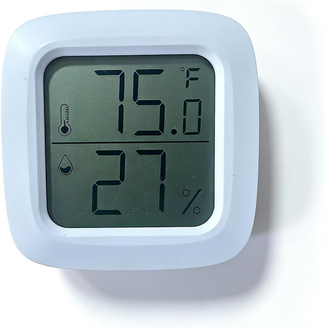 Bird Cage Thermometer,Parrot Cage Hygrometer,Pet Cage Temp Humidity Gauge,Easily Mounts on Cage,Clear Temp & Humidity,°F/°C Switch,for Bird,Hamsters,Rabbits,Guinea Pigs,and other Pet Cages (White)