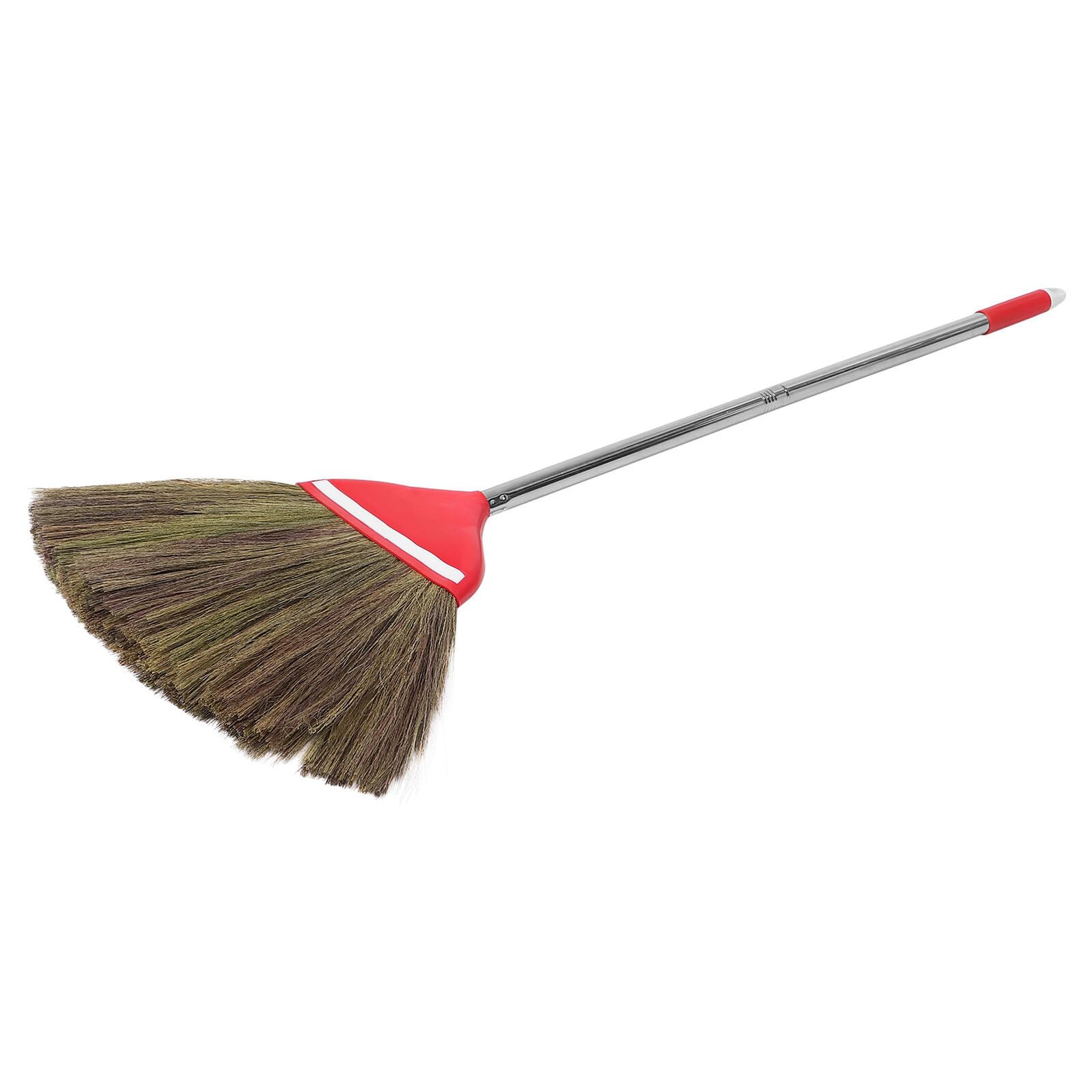 Asiatischer Handgefertigter Grasbesen 106cm mit Rotem Stiel Weicher Haushaltsbesen für Holzböden Küche Terrasse und Innen Außenreinigung
