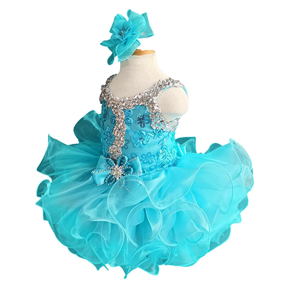 Jenniferwu G037B Infant Toddler Baby Newborn Little Girl's Pageant Party Birthday Dress Blue Size 9-12M