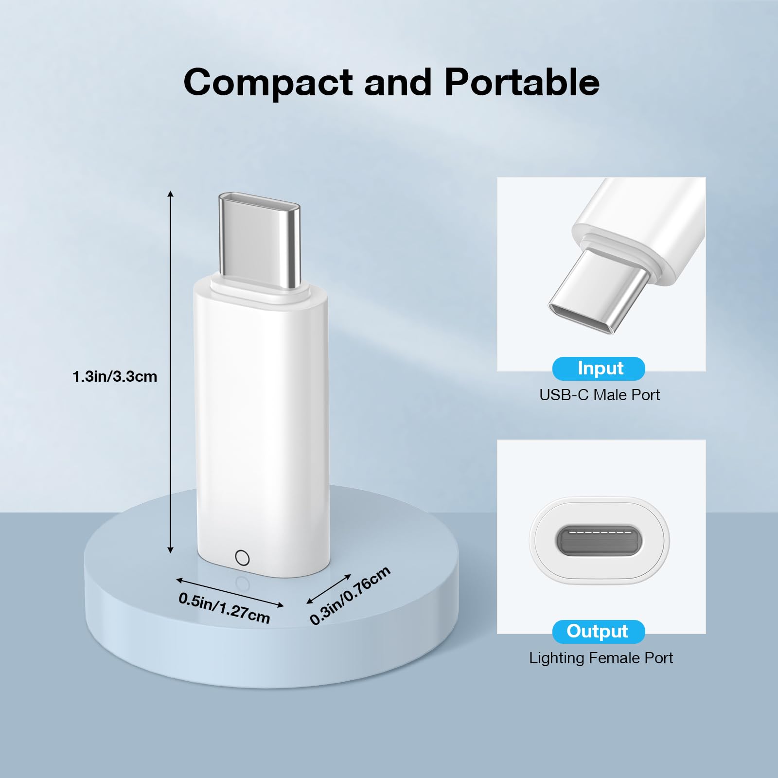 TiMOVO Adattatore da USB C a Lightning per Apple Pencil 1a Gen, Caricatore Bluetooth Bianco