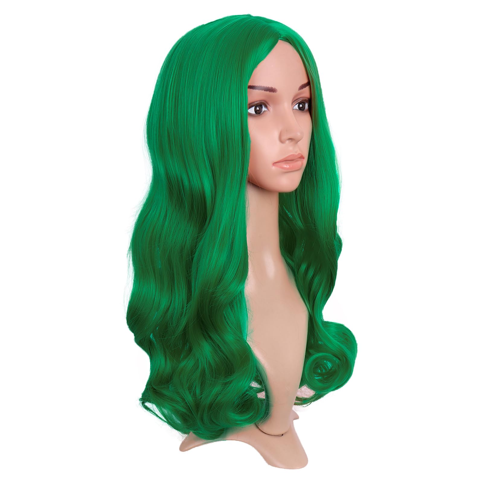 MapofBeauty 22 Inch/55 cm Fashion Long Synthetic Fiber Curly Hair Middle Part Cosplay Wig (Grass Green), 22 inches - Image 2