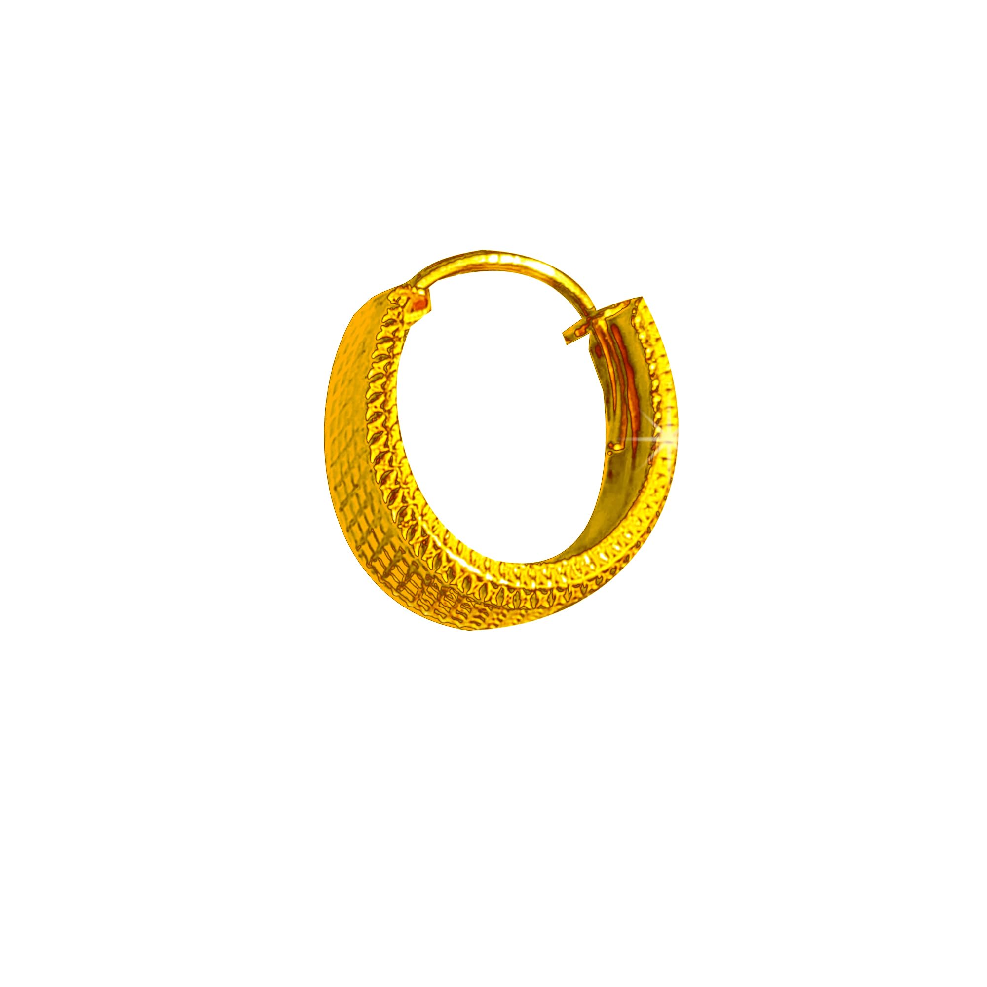 SIVYAA Mens Single Piece Hoop Bali Earring | Pure 925 Silver Gold Finish | Grid Textured Round Flattish Edge Piercing Ear Ring | Huggie Loop Tops | Gift Item Boy, Size 15 mm Small (B0D3FJKDP2) Amazon Price History, Amazon Price Tracker
