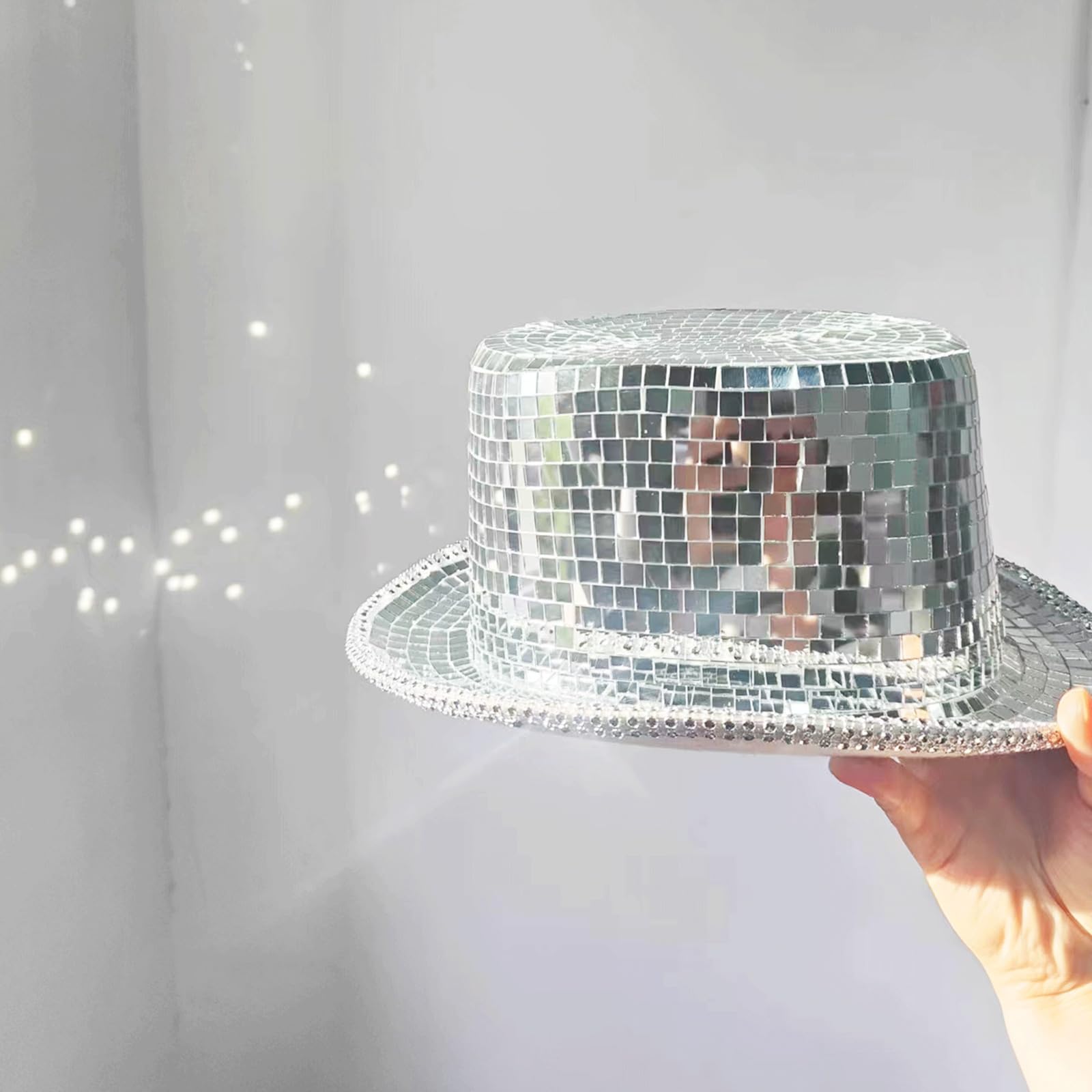 [Fpbiagoq] Unisex Metallic Homburg Spiegel Detail Clubwear Keva Kristall Panama Hut Neuheit Accessoires Panama Hut Herren
