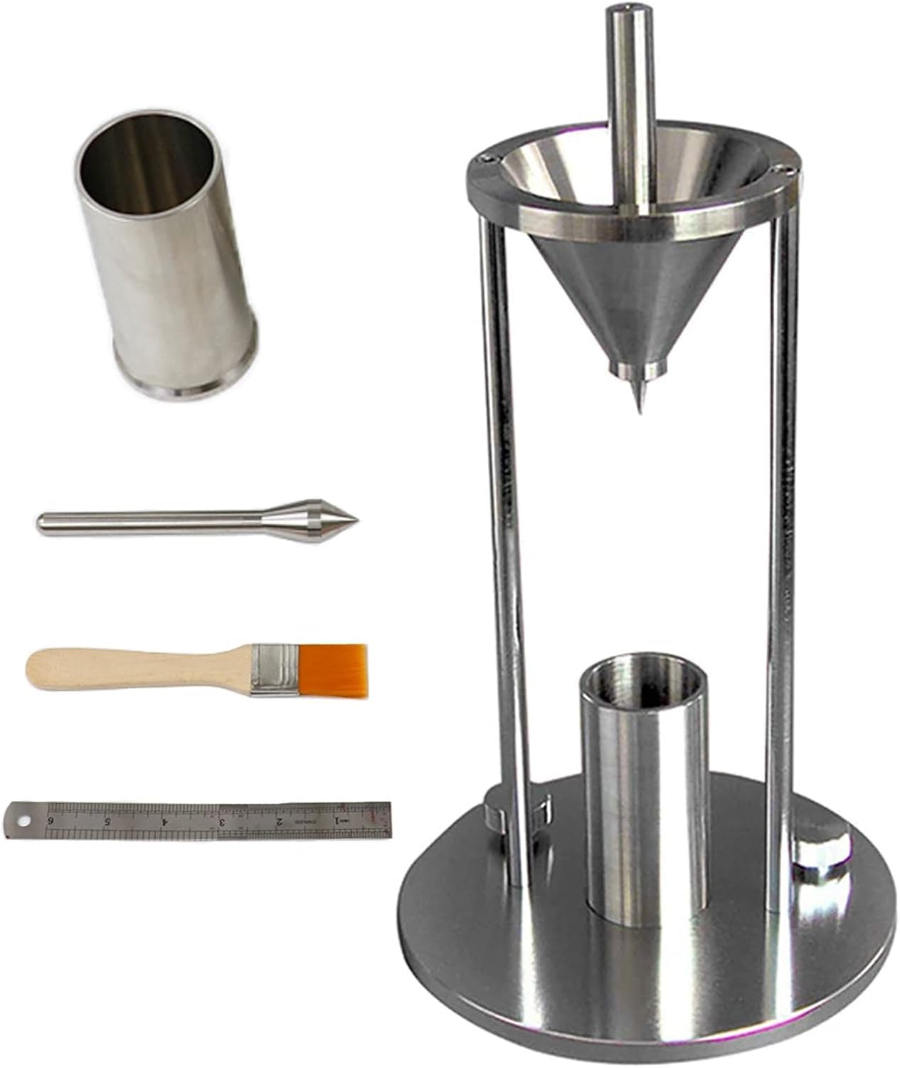 Misuratore di densità apparente per polveri, volumetro in Acciaio Inox con Imbuto da 12,7 mm, misuratore ad accumulo Naturale