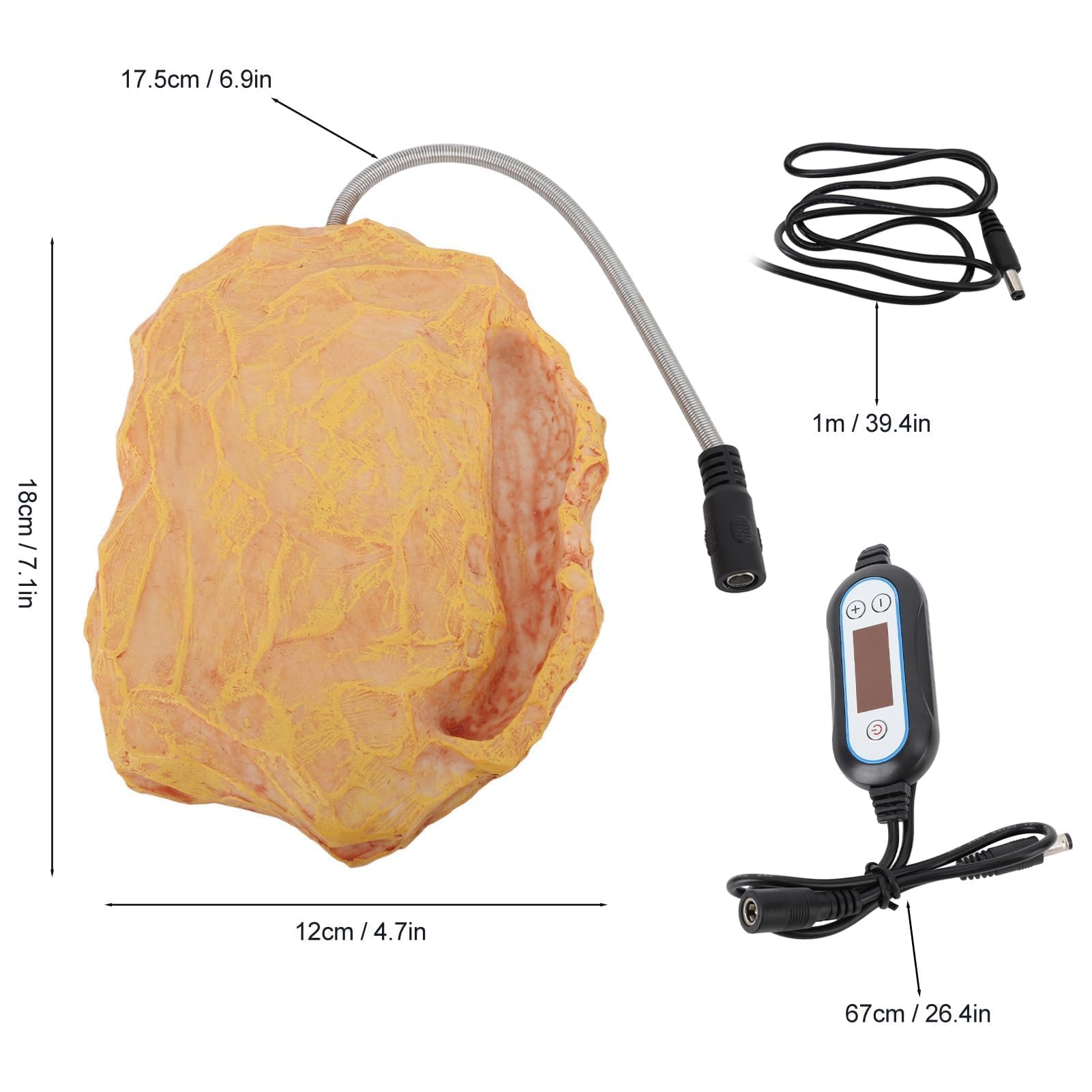 Calentador de Reptil genérico Calentador de Piedra calefactora controlada por Temperatura para lagartos, Tortugas, Serpientes, Tortugas, Geckos Leopardo con Piedra calefactora 12V
