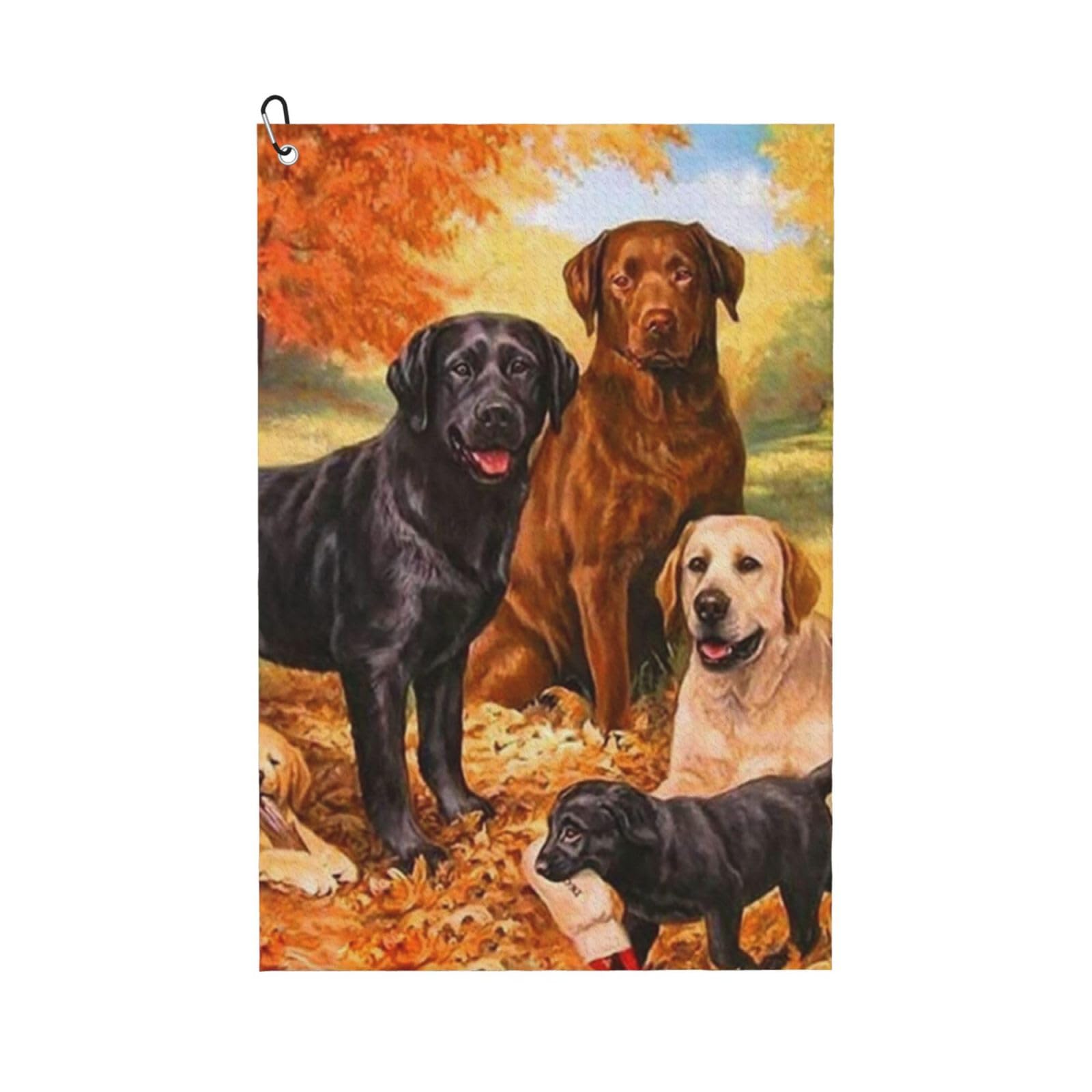 Hnnkloy Fall Labrador Lab Golden Retriever Dog Thanking, 16x24 in Portable Waffle Golf Towels with Carabiner Clip for Golf Bag