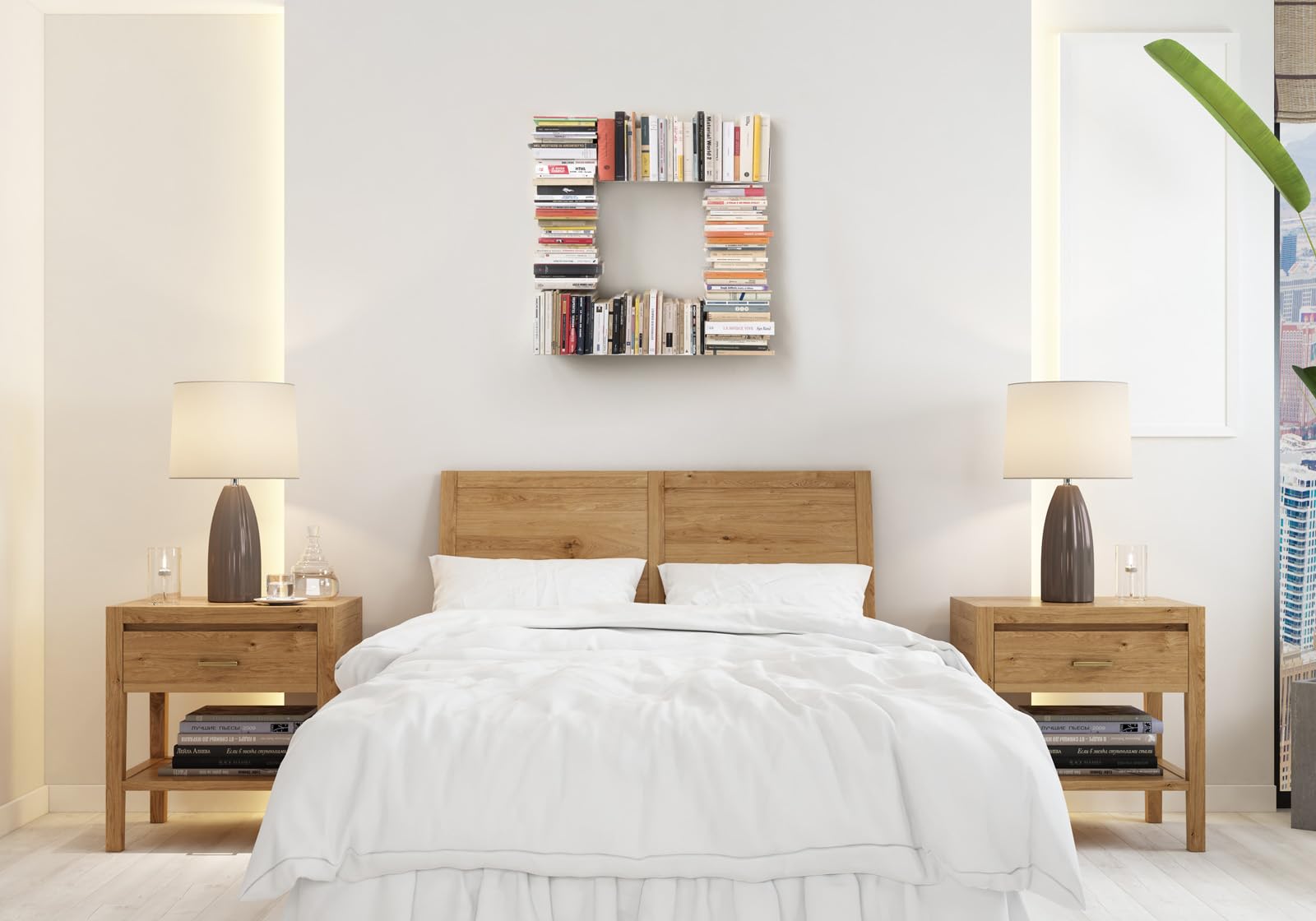 TEEbooks Libreria di Design CARRÉE Bianca | Libreria da Parete Moderna Design Minimalista Made in Italy