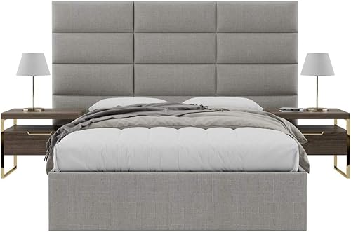 Miniatura 111 de Vänt - Paneles tapizados de cabecera para montar en la pared, diseño Isabelle, 60 x 23 pulgadas, configuración de 4 paneles individuales,