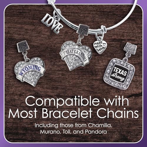 Inspired Silver - Silver Circle Charm for Bracelet with Cubic Zirconia Jewelry4