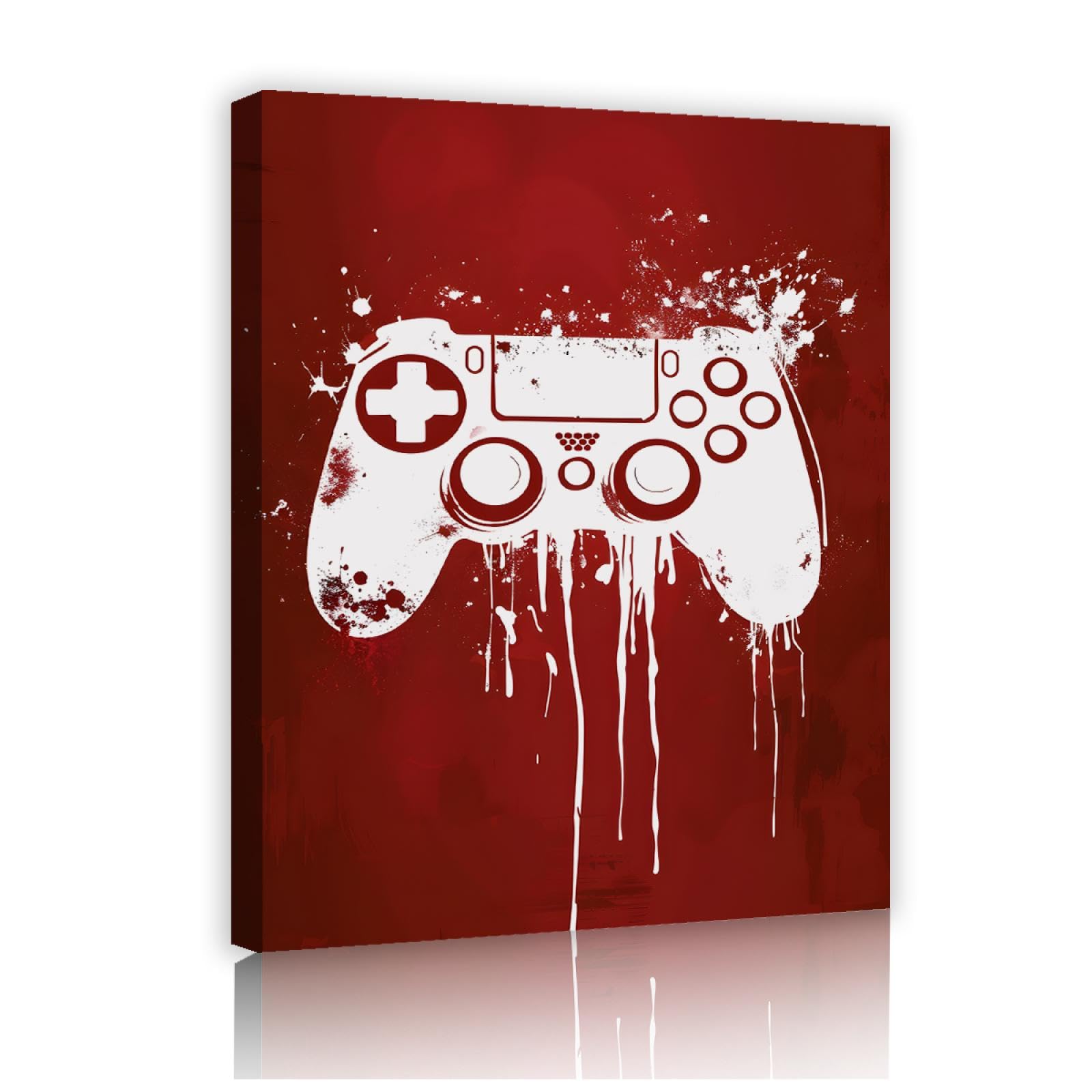UIRINGART Nouveauté Toile Art Mural Graffiti Jeu Contrôleur Affiche Photo Blanc & Rouge Toile Oeuvre pour Salon Salle de Jeux Décoration Murale 80x110cm Cadre intérieur