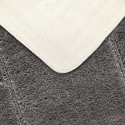 Velosso Super Soft Microfibre High Density Bath Mat Pedestal Mat Anti Slip Super Absorbent (Grey, Bath Mat and Pedestal Set) - Image 3