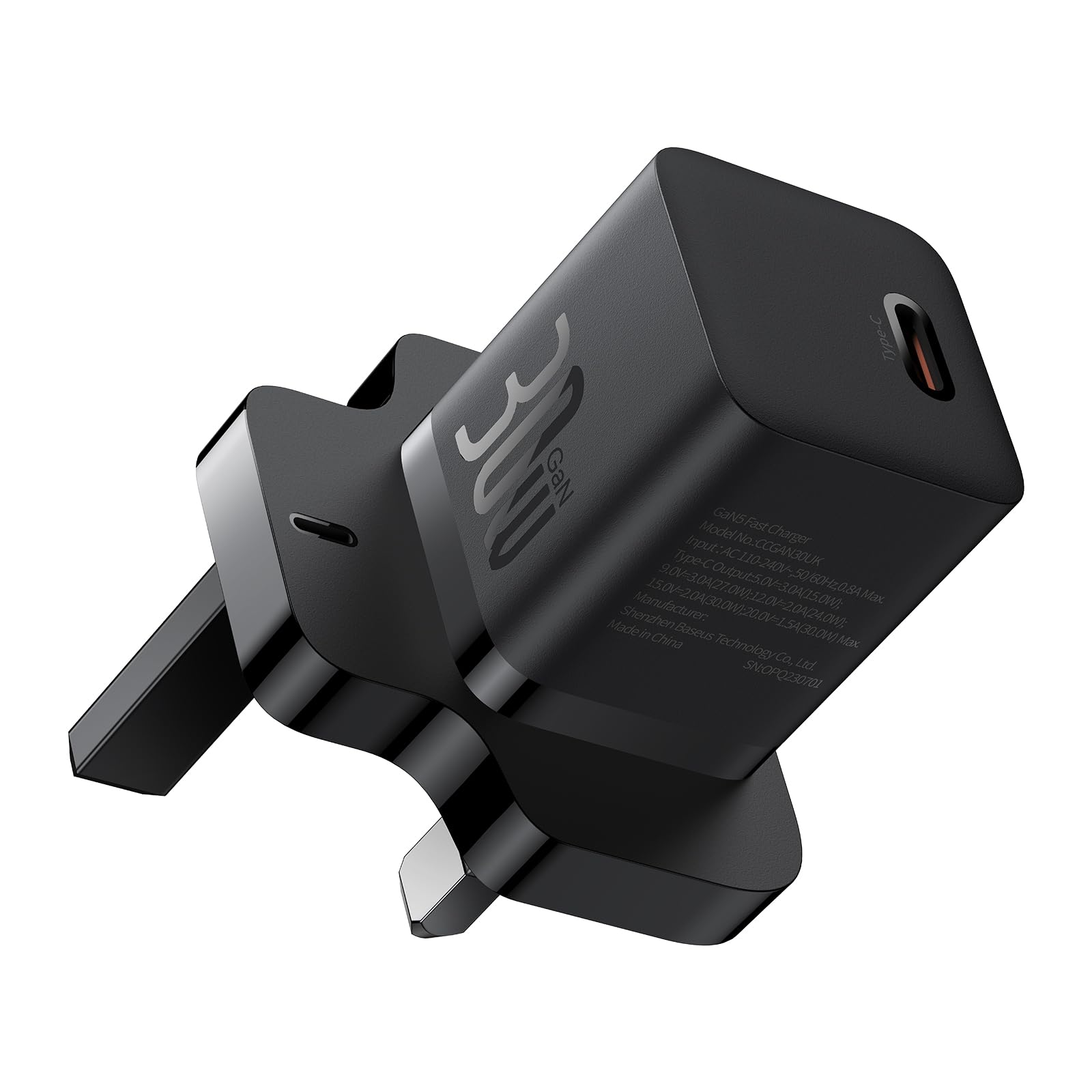 BaseusUSB C Charger Plug, 30W USB C Wall Charger, GaN5 Fast Charger Adapter Compatible with iPhone 16 Pro Max, 15/14/13/12/11 Pro Max, iPad, Samsung S24 Ultra, etc