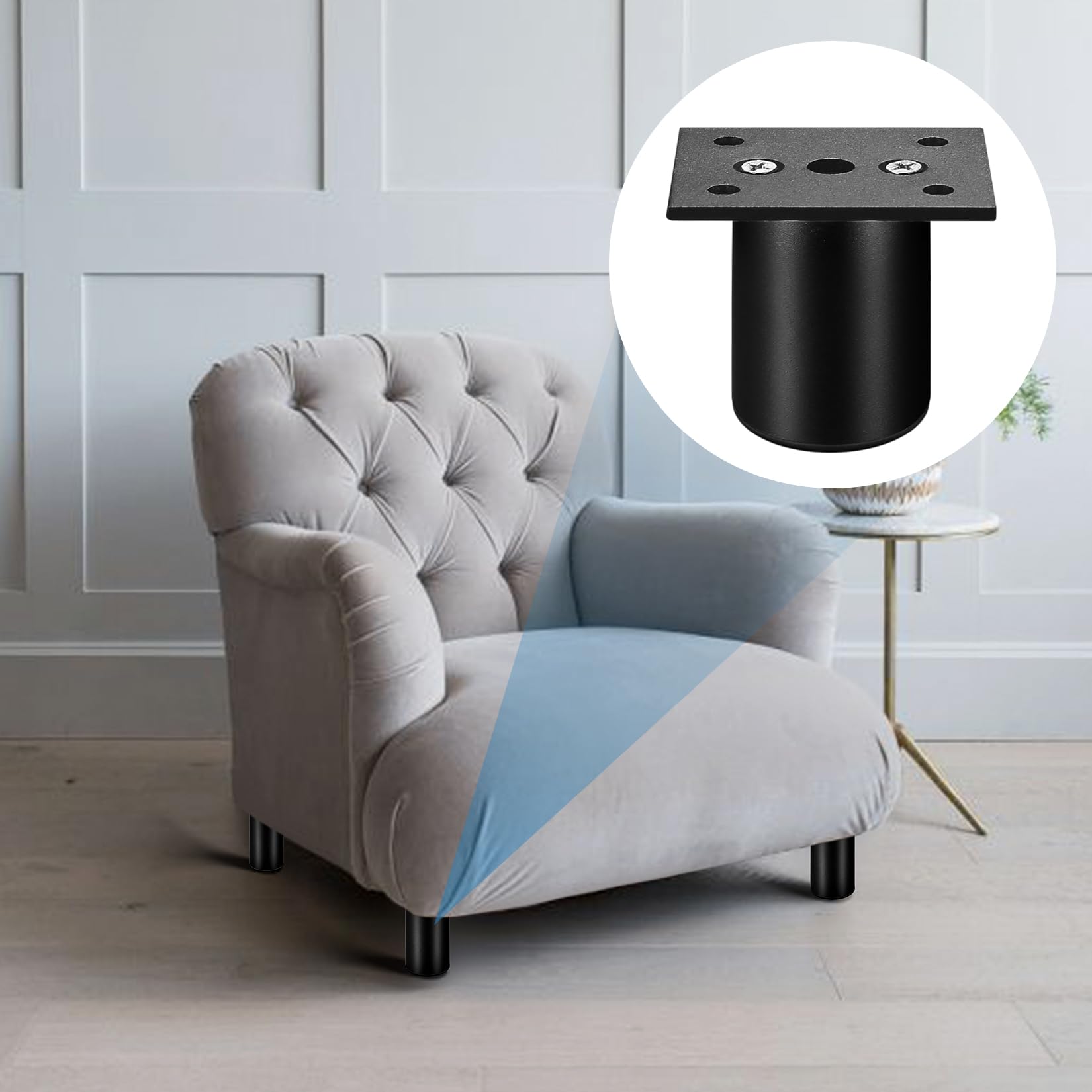 4 STK Füße für Möbelfüße Verstellbar, 5cm Sofafuße, Schrankfüße, Schrankfüsse Höhenverstellbare Stellfüße Beine für Schrank Bett Stühle Tisch Schreibtisch Couch füße Möbelbeine, Schwarz