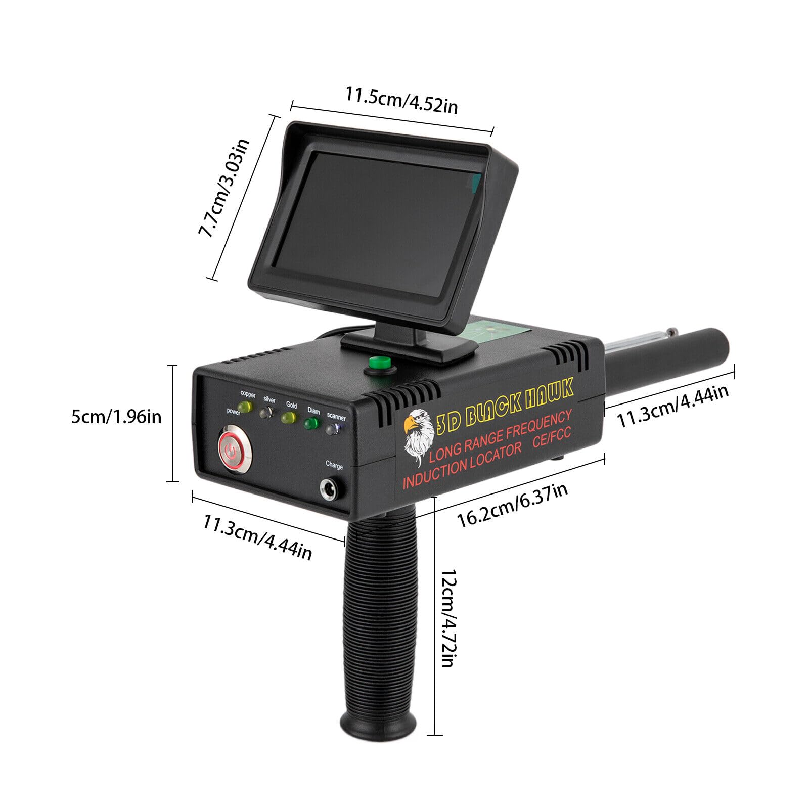 Détecteur de métaux, 1200 m, détecteur de métaux longue distance, avec batterie rechargeable 2000 mAh, pour or, argent, cuivre, diamant