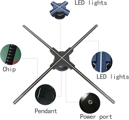 Miniatura 4 de Pantalla de proyector holográfico 3D con aplicación, pantalla de feria comercial 1080P HD y 616 luces LED, cuatro ejes y alta velocidad de