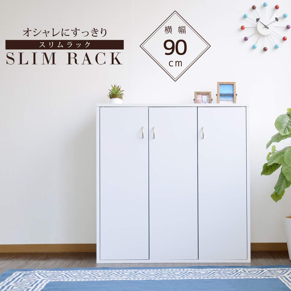 Amazon｜J-Supply 16段 本棚 扉付 DVDラック ストッカー 収納庫 日本製 