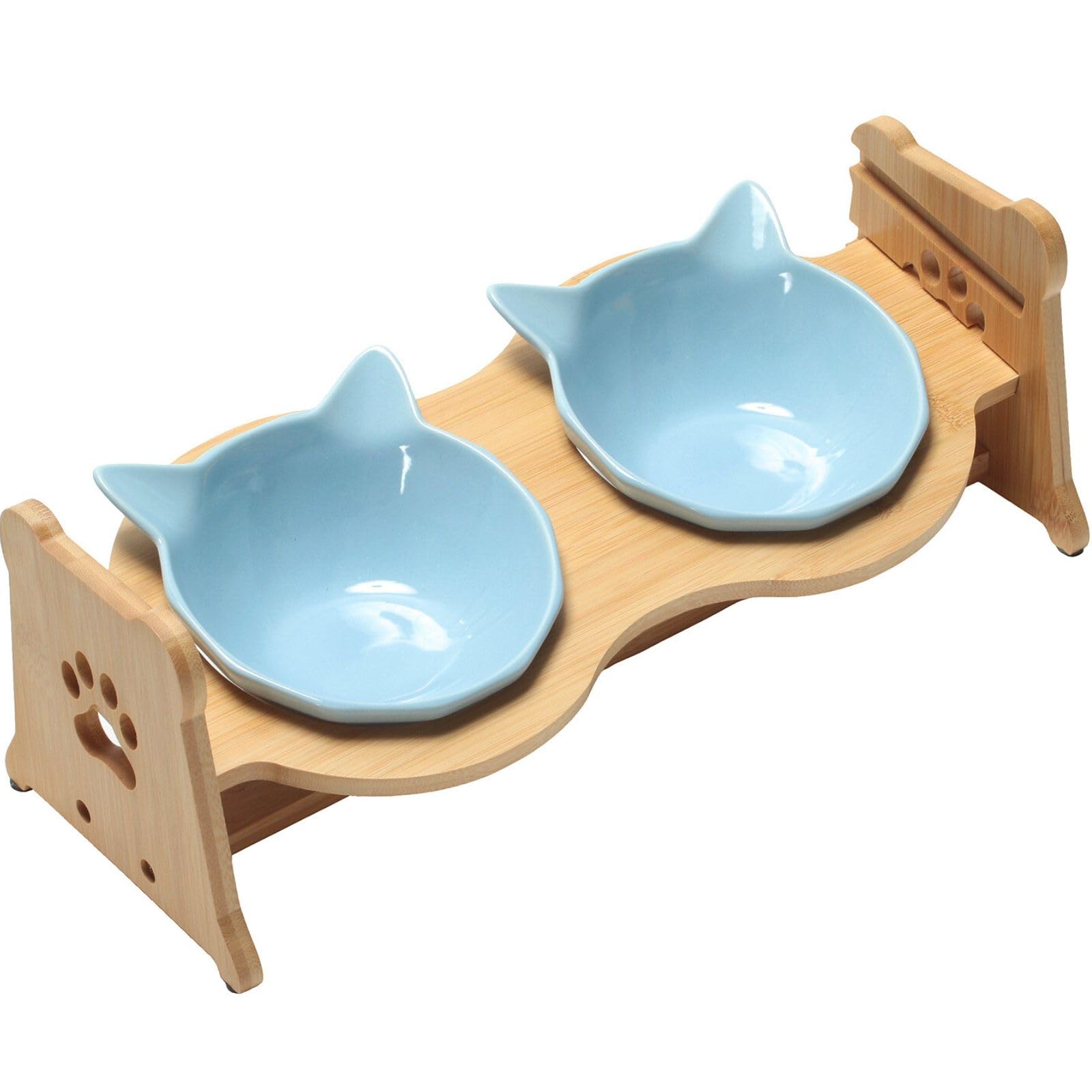 Amazon | ccat mom 組み立て不要 猫 陶器 食器 スタンド付 ダブル 餌入