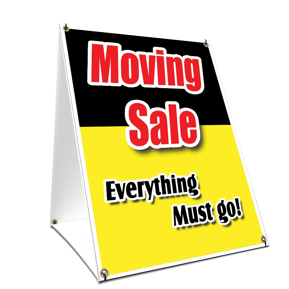 A-frame Sidewalk Moving Sale Everything Must Go! Sign With Graphics On Each Side | 24" X 36" Print Size