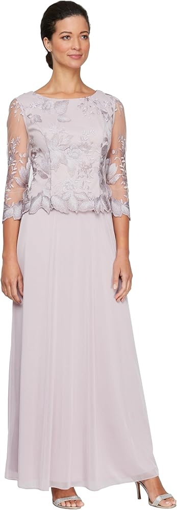 Amazon.com: Alex Evenings Women's 3/4 Sleeve Stretch Lace Bodice