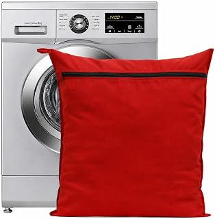 Pet Hair Free Laundry Bag for Dog Cat Horse with Zipper and Hanging Loop Wash Bags (Red), Large