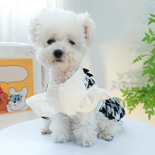 Miniatura 5 de Vestido de Navidad para perro, vestidos clásicos a cuadros, falda de cachorro, disfraz de lazo, traje de mascota, ropa de gato con anillo en D,