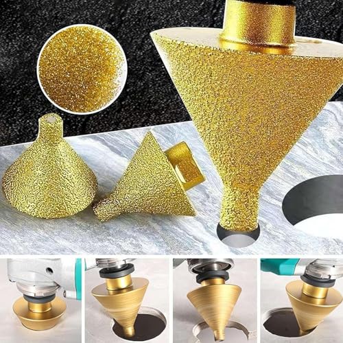 Image of AASONS Diamond Round Conical Bevelling Chamfer Bit Bevel Enlarge Hole Polishing Milling Countersink For 4 inch Angle Grinders M10 Thread Ceramic Marble Porcelain Masonry Grinding Work (38mm)