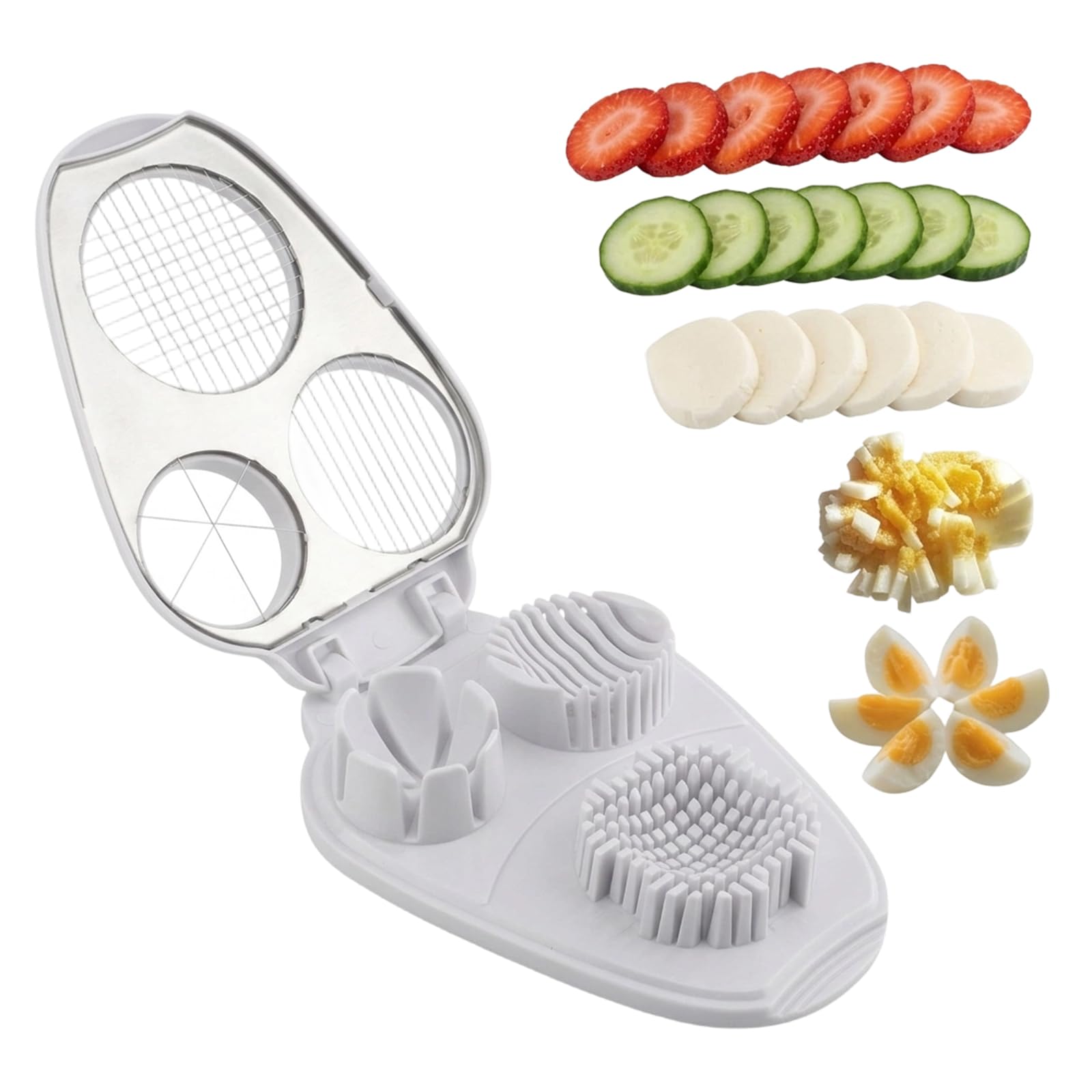 1Pcs 3 in 1 Egg Slicer for Boiled Eggs, 3 Slice Modes Stainless Steel Egg Cutter for Hard Boiled Eggs, Efficient Boiled Egg Top Cutter with Durable Construction, for Eggs, Butter, Strawberry, Food