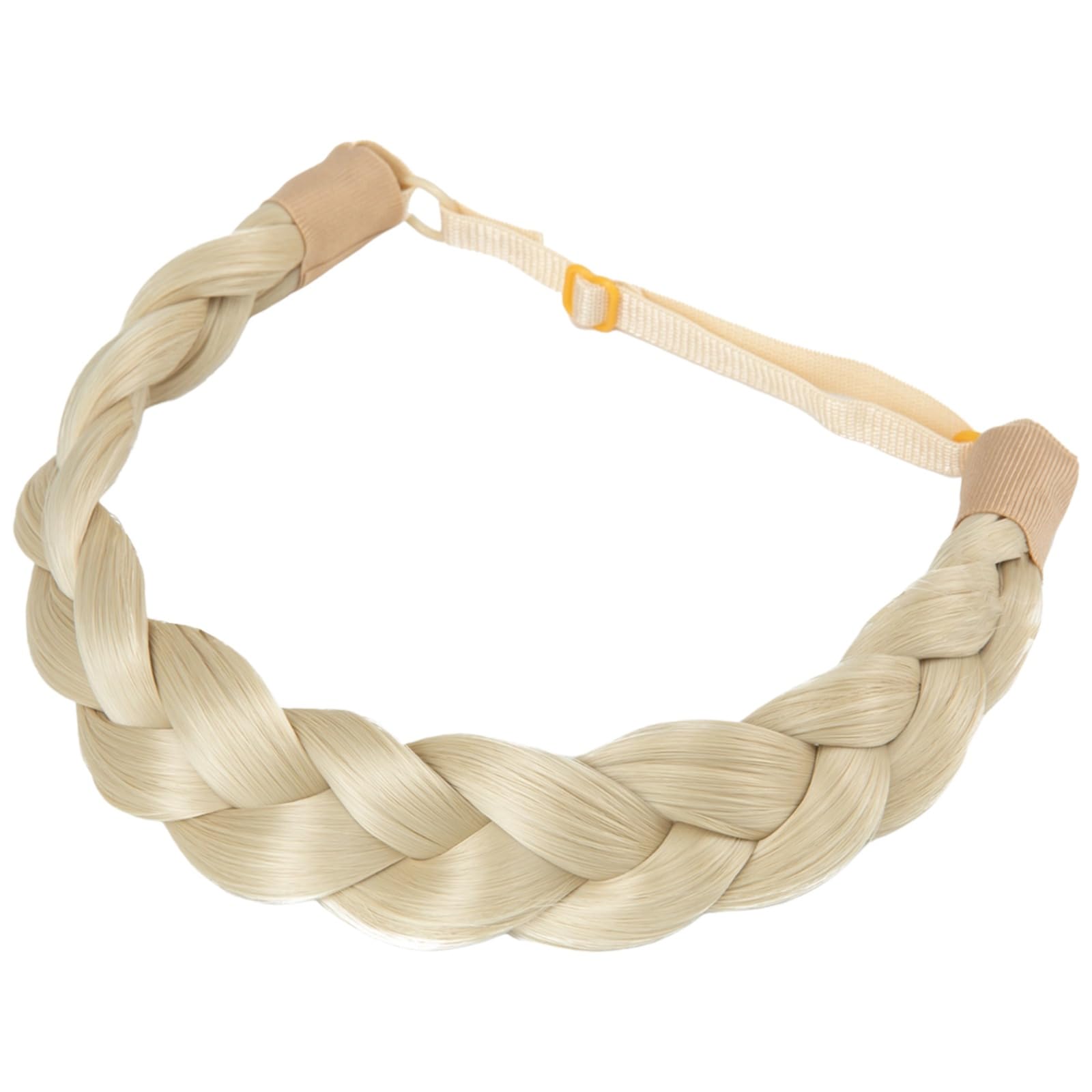 Serre-tête tressé blond, bandeau tressé synthétique pour femme, élastique et réglable, tressage fait main, dimensions 26 x 6 x 1 cm, accessoire cheveux
