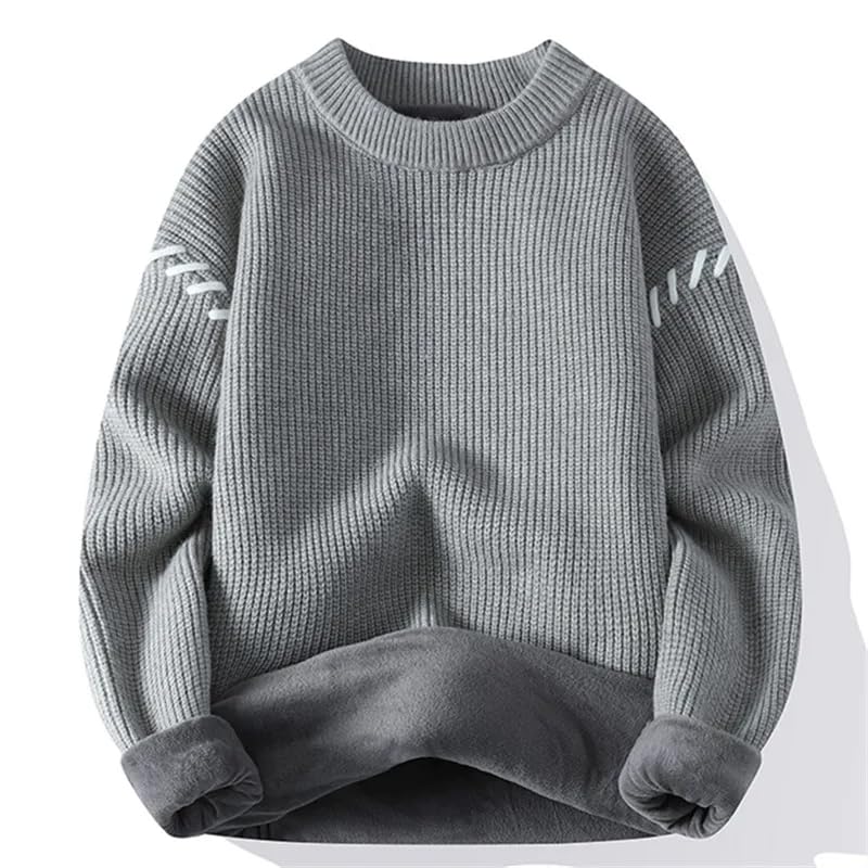 Winter Fleece Knit Pullovers Men Loose O Neck Warm Sweater Mens Casual Thick Knitted Pullover Sweaters2