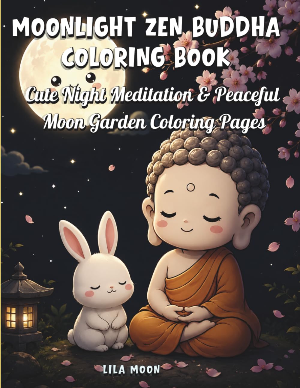 Moonlight Zen Buddha Coloring Book: Cute Night Meditation & Peaceful Moon Garden Coloring Pages