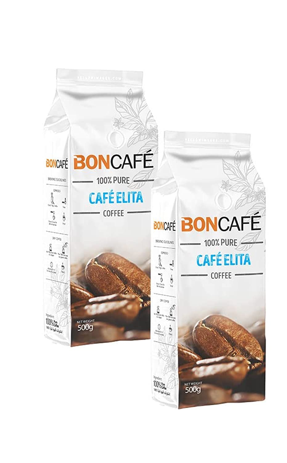 BONCAFE Elita Whole Coffee Beans - 500g, Pack of 2