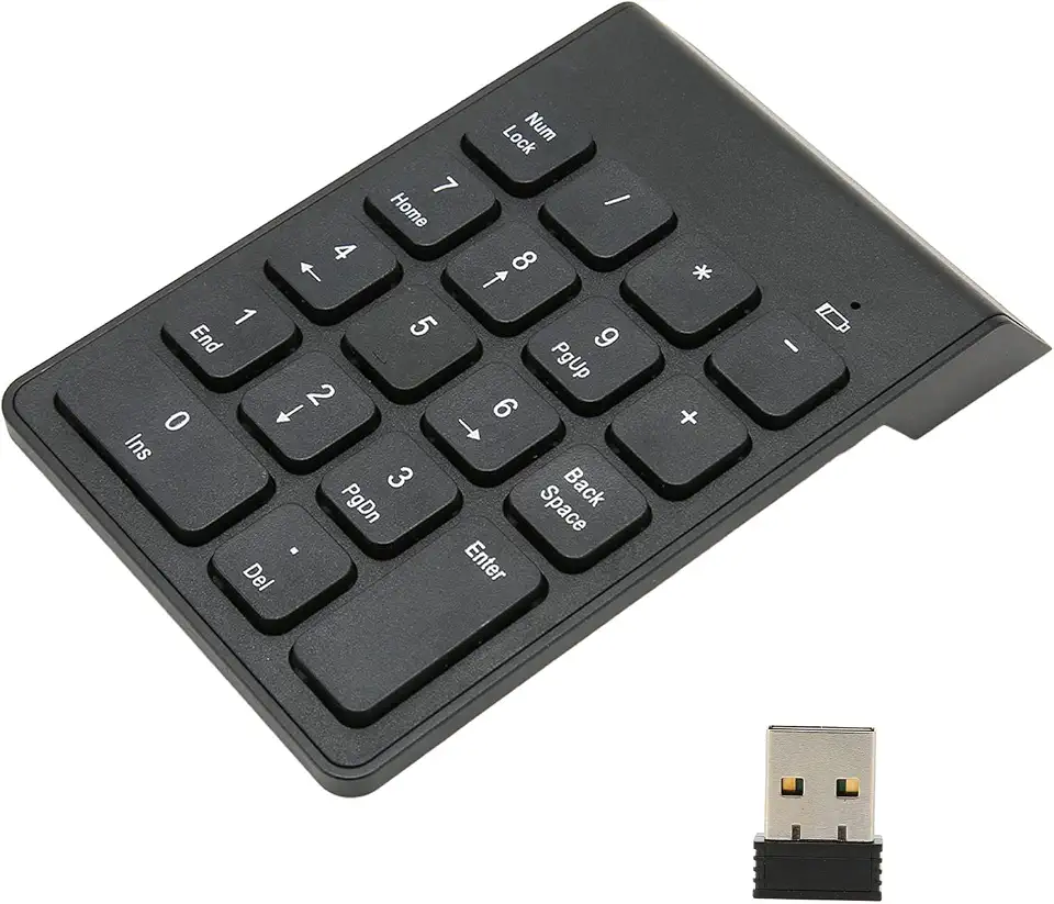 Teclado numérico sem fio 2,4G, teclas de chocolate, plug and play, 18 teclas numéricas, teclado numérico para contador bancário