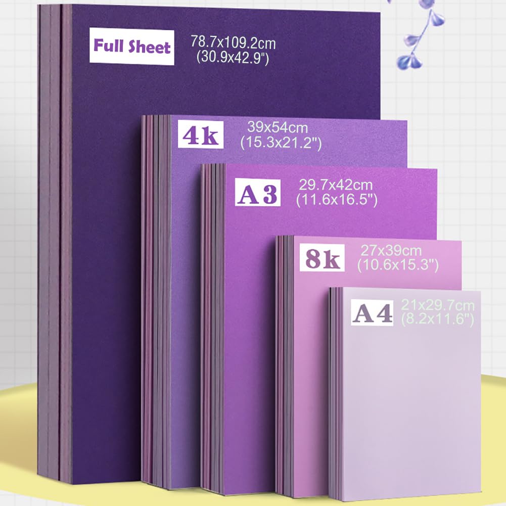 Papier De Papier Cartonné 230gsm Pourpre - Papier D'art Pour Fond De Photographie,Stock De Cartes Colorés Pour Scrapbooking,Invitations,Violet Royal,Feuille Complète (5 Feuilles)