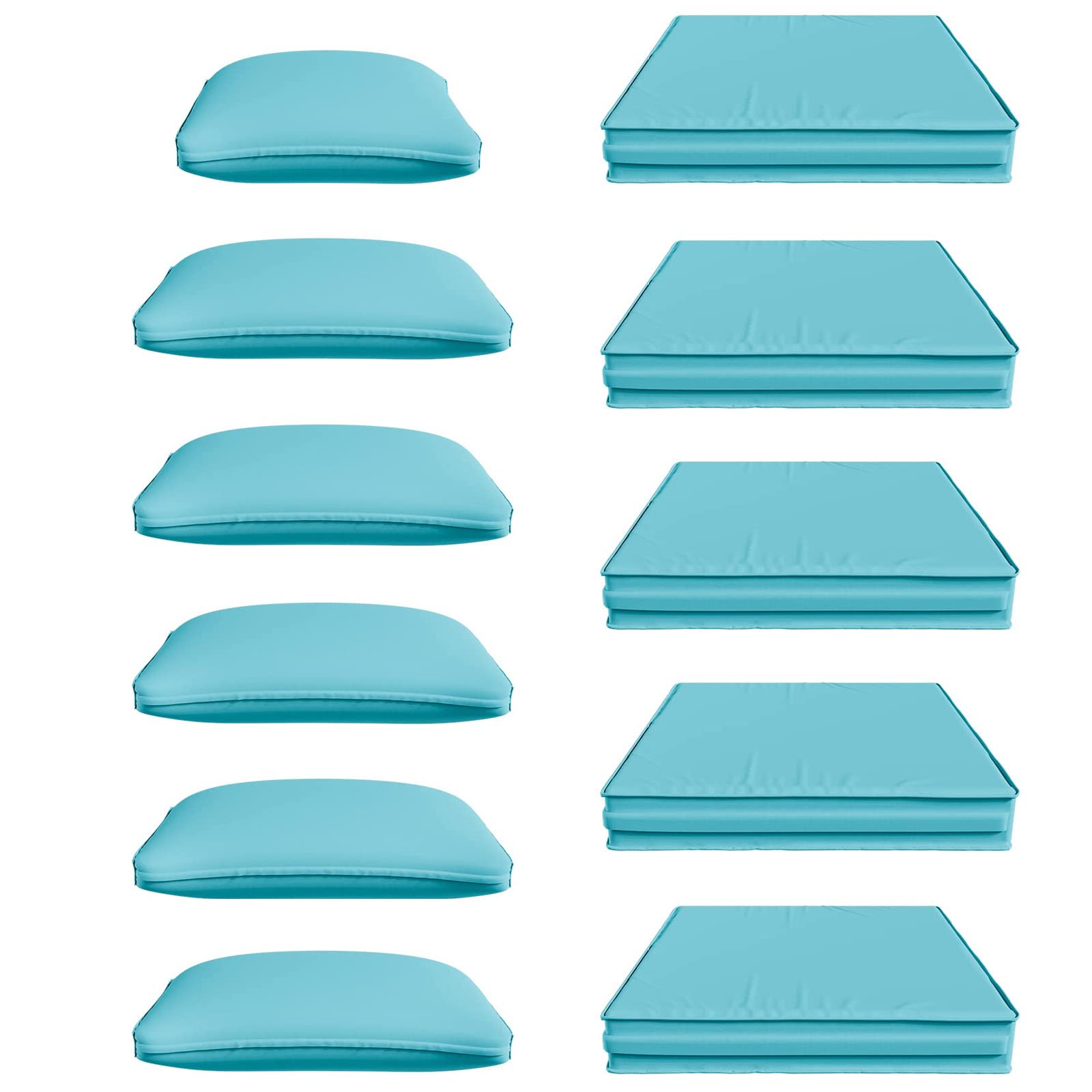 Indoor Outdoor 11 Pieces Patio Furniture Set Zipper Cushions Cover Set, Windproof Rope, Velcro. High UV Resistant Patio Chair Throw Pillow Covers,Replacement Cover Only (Blue Covers)