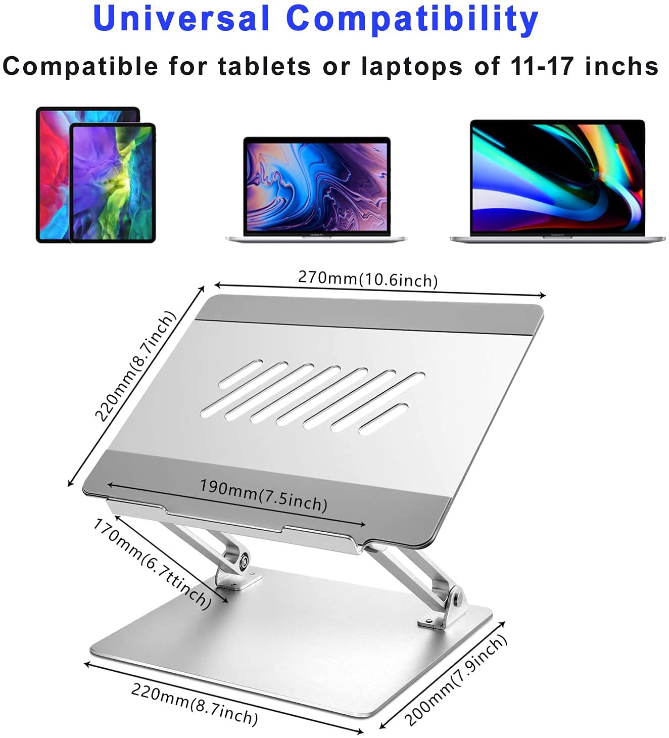 Supporto per computer portatile, pieghevole, angolazione regolabile, in alluminio, leggero e durevole, compatibile con laptop fino a 16 pollici (oro)