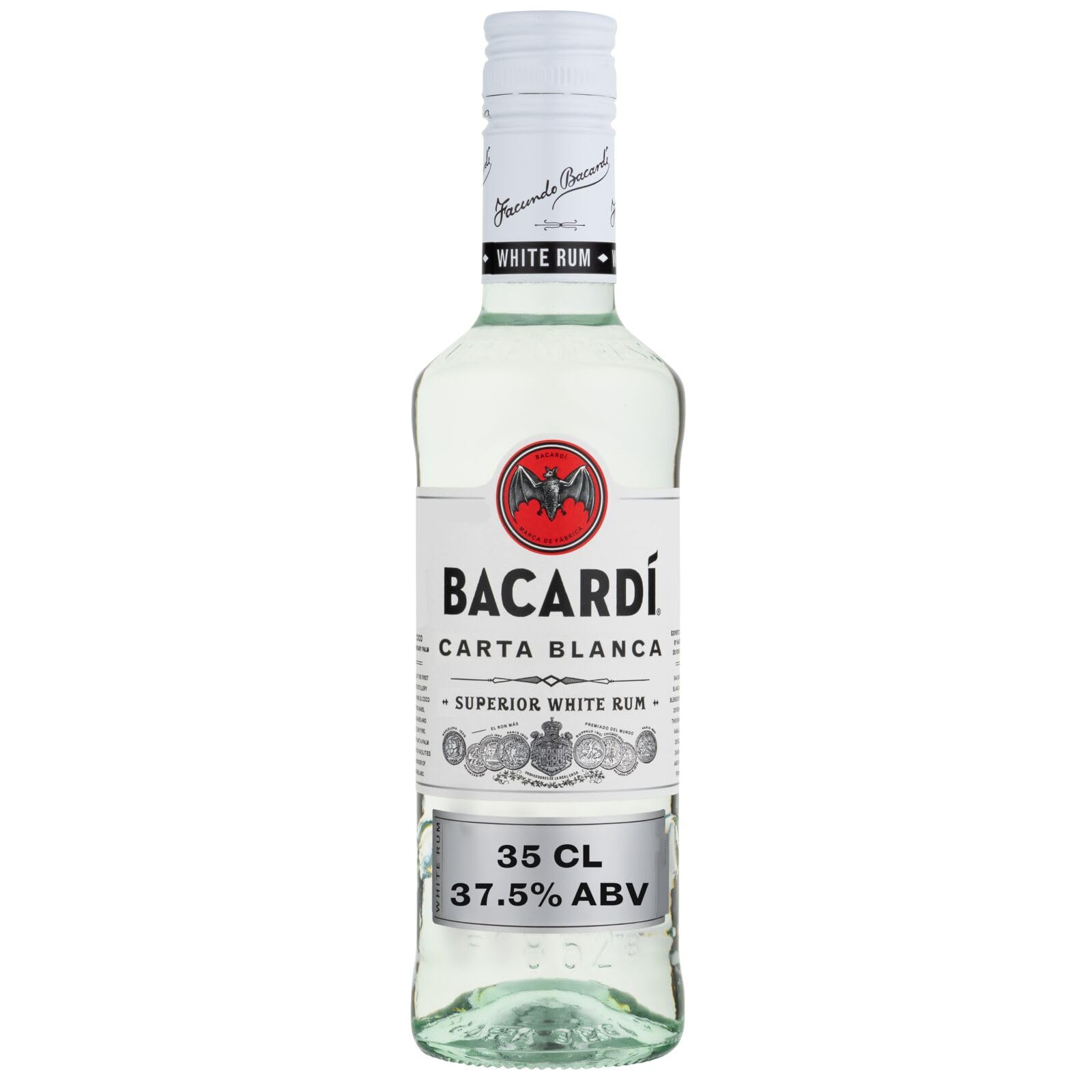 BACARDI Carta Blanca Superior White Rum, Great for Mixing, 37.5% ABV, 35cl