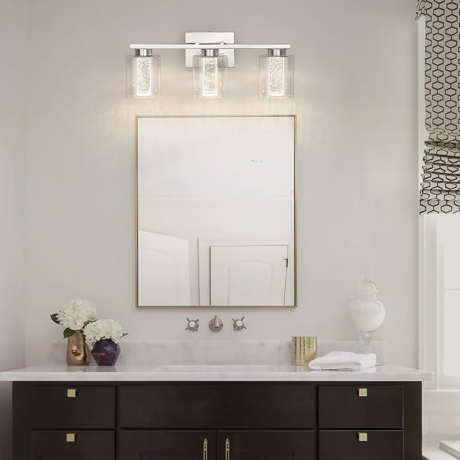 Bathroom Light Fixtures, 3-Light Chrome Vanity Lights-3