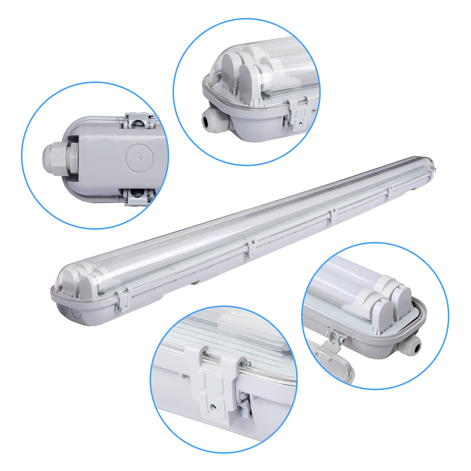 Sonnewelt Reglette LED garage 120 cm illuminazione impermeabile 6 unità 18 W 3600 LM IP65 2 x T8 tubo Reglette Led impermeabile, bianco freddo 6000 K garage officina plafoniera per officina, sotto