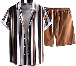PantalóN Corto Hombre Verano - Conjunto de Camisa y Pantalones Cortos con Estampado 3D de Bloques de Colores a Rayas 2025 para Hombre Ropa Informal de Playa de Verano Pantalones Hombre Marca