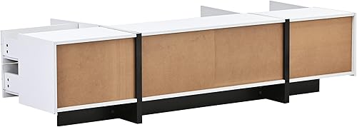 Miniatura 9 de Flieks Soporte para TV, elegante mueble de TV con superficie UV de alto brillo para TV de 80 pulgadas, moderno centro de entretenimiento con