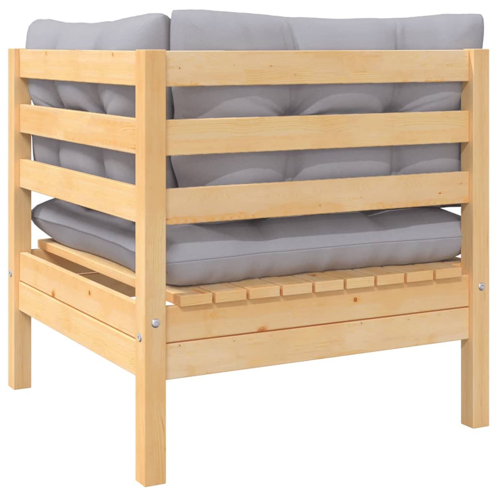 Homgoday Sofá de jardín 2 plazas con Cojines Grises Madera Maciza pinosofa Exterior palets Madera Sofa palets Exterior